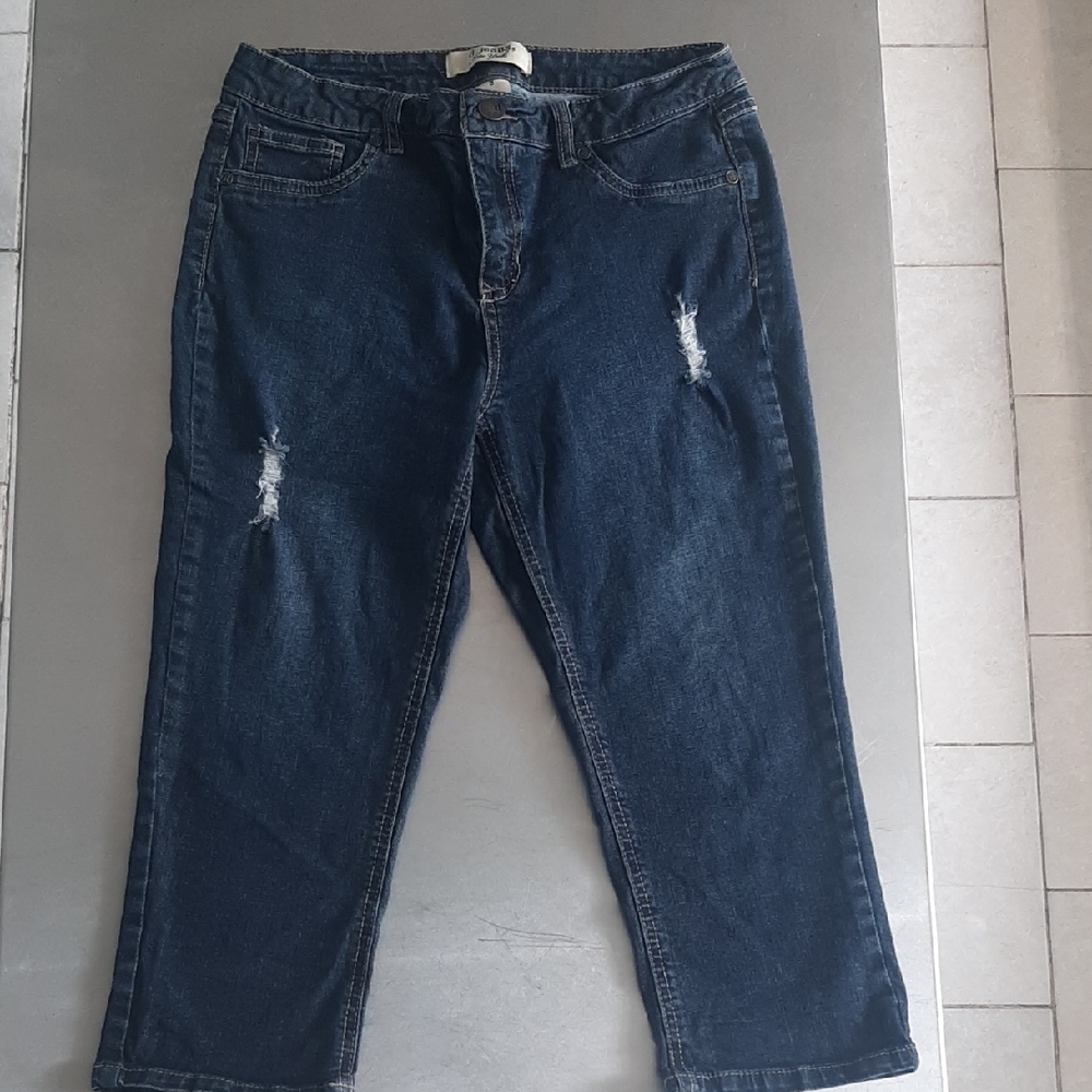 d. jeans Midnight Blue Ankle Jeans with Front Distress Size 8